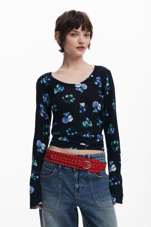 Fruit sweater with mock neck