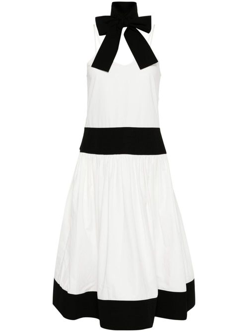 Scarf cotton-linen midi dress - BLACK/WHITE