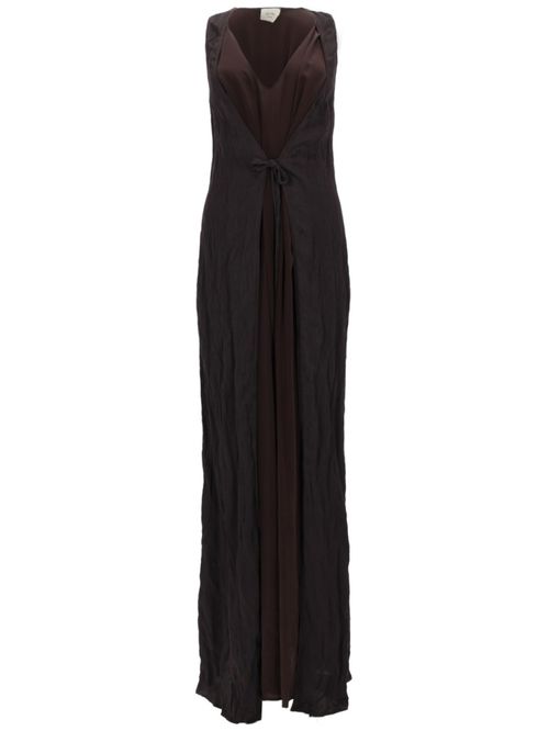 Brown V Neck Maxi Dress