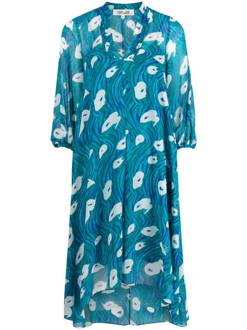 Ileana Ocean Tide-print chiffon dress - Blue