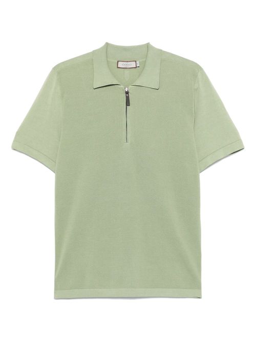 Canali cotton zip-up polo shirt - Green
