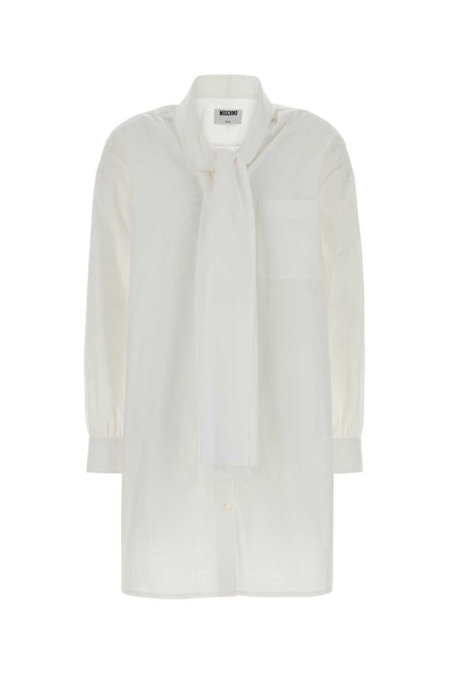 Stretch Poplin Shirt Dress — White