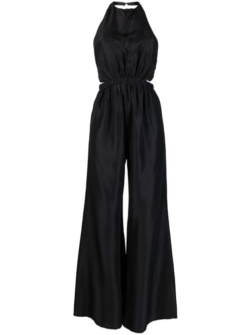 Silk halterneck jumpsuit - Black