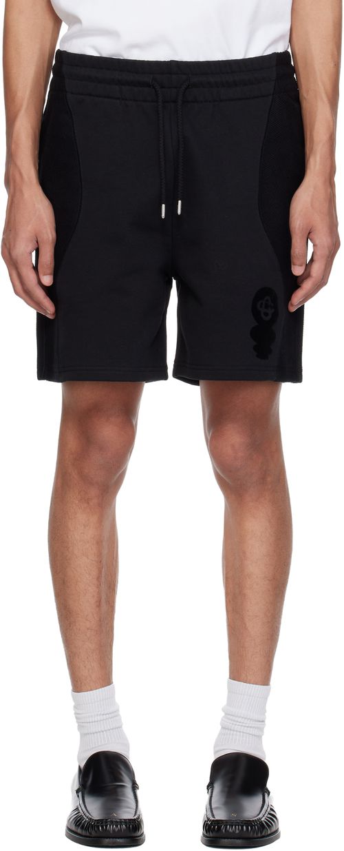 Black Squash Logo Flock Print Sweat Shorts