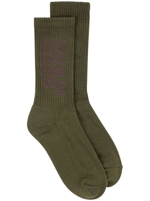 Ribbed logo "Forest" socks - Green