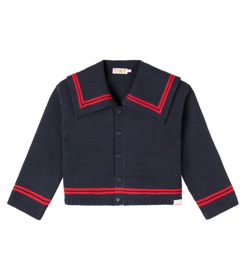 Tiny striped wool-blend cardigan