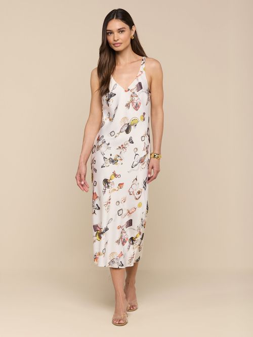Anika Slip Dress In Ecru Multi Lock Butterfly