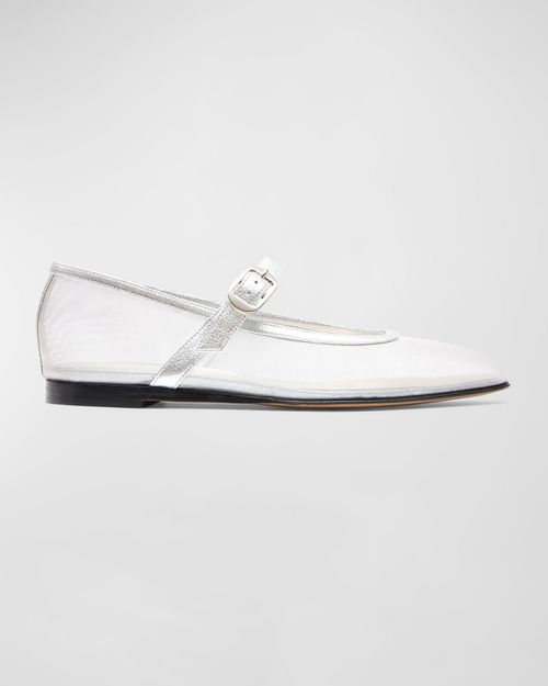 Mesh Mary Jane Ballerina Flats