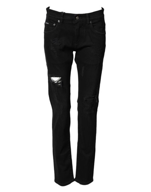 Distressed Denim Jeans — Black