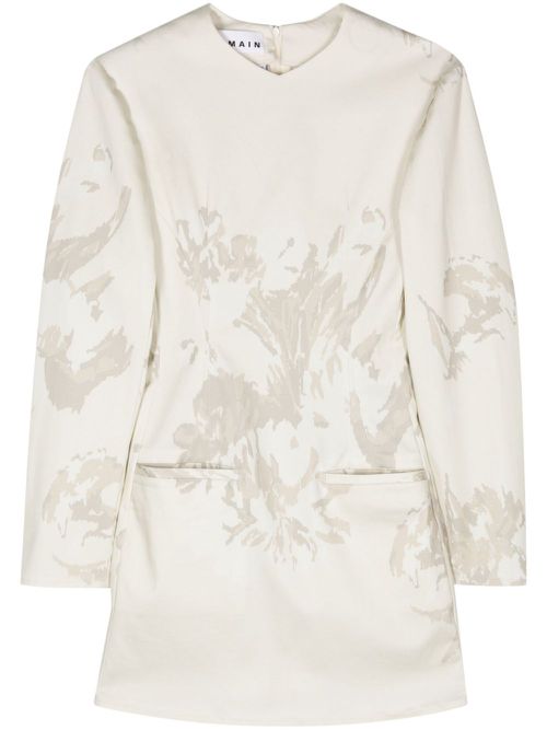 Floral-print mini dress - Neutrals