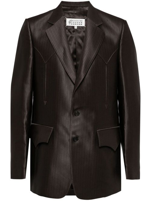 Striped single-breasted blazer - Brown