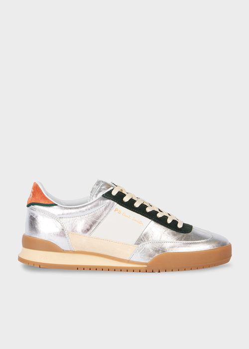 Women's Leather Silver 'Dover' Retro Gum Trainers Red
