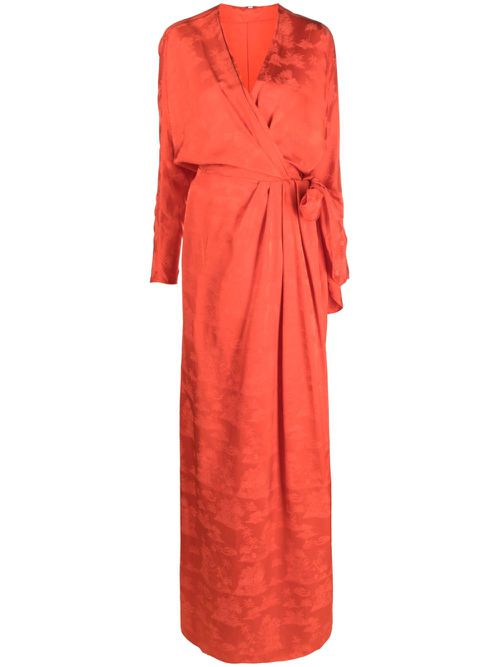 Tie-front satin maxi dress - Red