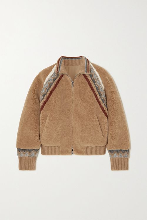 Morin Intarsia-trimmed Cashmere And Silk-blend Bomber Jacket - Camel - x small