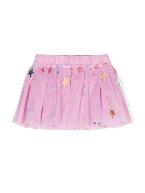 Star-embroidered tulle skirt - Pink