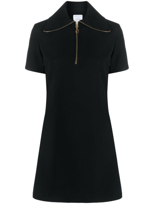 Short-sleeve zip-detail dress - Black