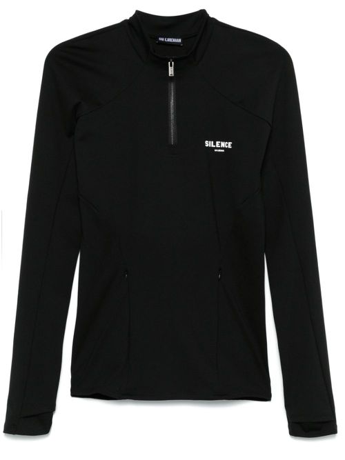 Technical zip-up T-shirt - Black