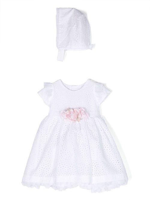 Embroidered short-sleeve dress - White