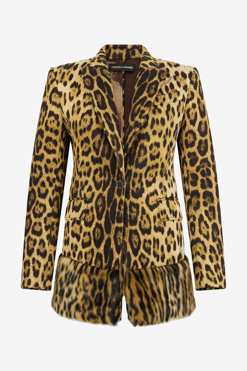 Single-breasted Blazer With Jaguar Skin Print