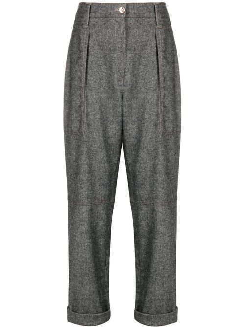 Cropped wool-blend trousers - Grey