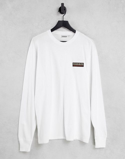 Patch long sleeve t-shirt in white