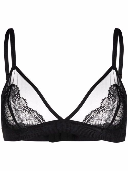 Lace embroidered bra - Black