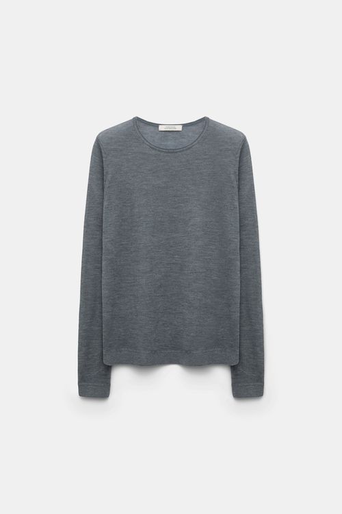 Round neck sweater in pure cashmere