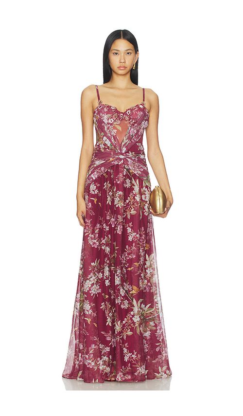 PatBO Delicata Beaded Gown in Red. 2. Also