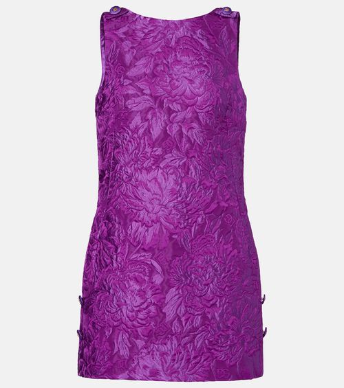 Logo floral brocade minidress
