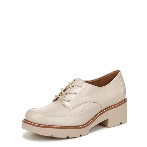 Naturalizer Womens Darry Lace Up Lug Sole Oxford Loafers Pewter Silver Metallic