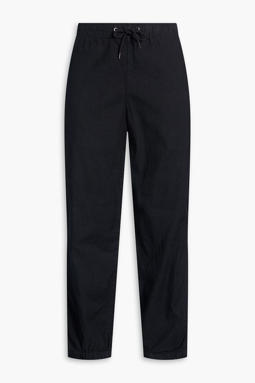 Linen-blend twill pants - Black - 0