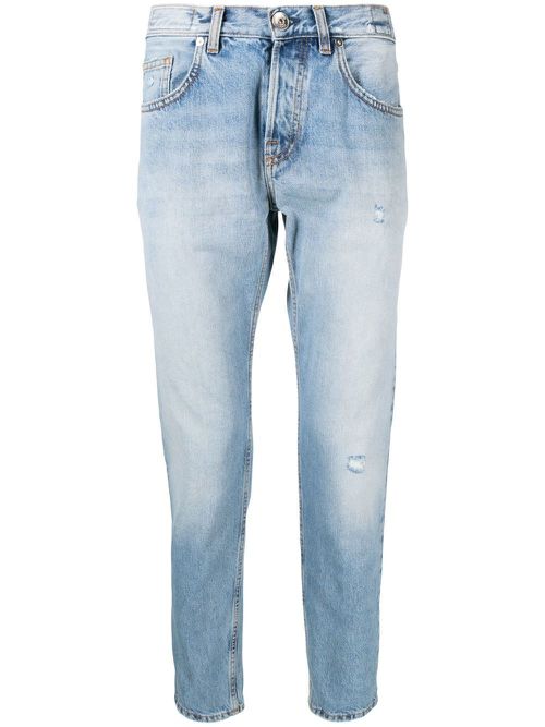 Stonewashed tapered-leg jeans - Blue