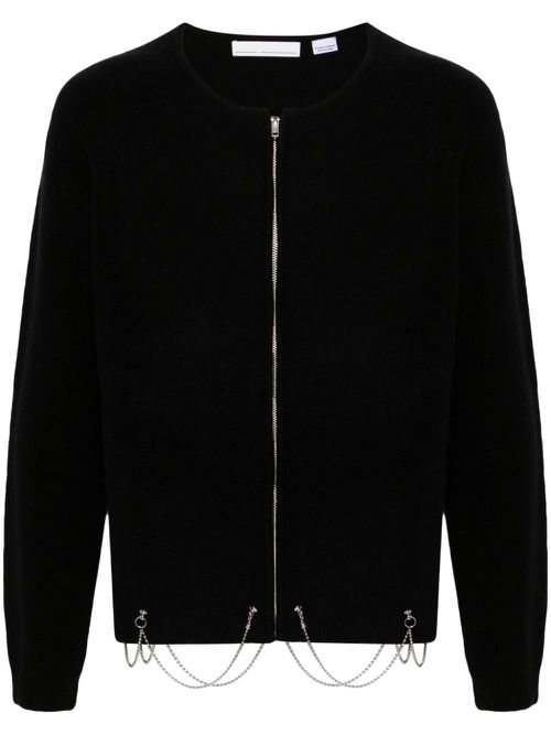 Chain-detail brushed cardigan - Black