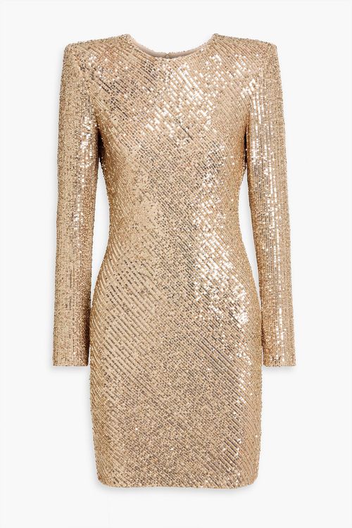 Sequined stretch-tulle mini dress - Metallic - US 12