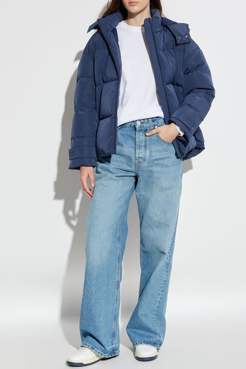Down Jacket With Detachable Hood, Women's, Navy Blue