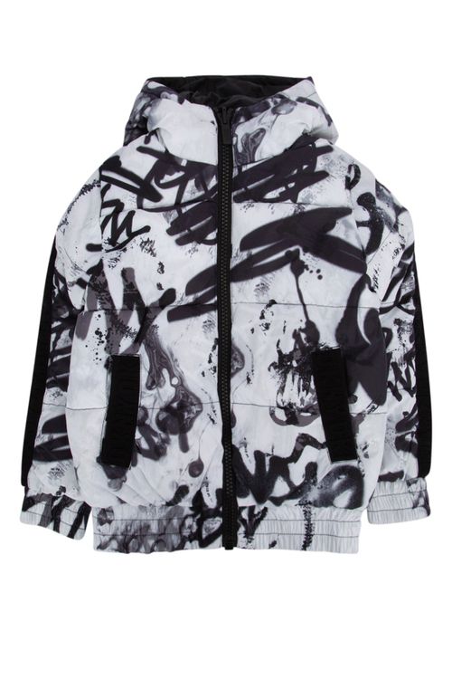 Abstract Graphic Print Jacket — White