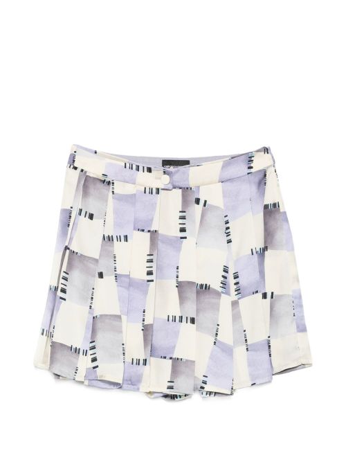 Abstract Print Pleated Shorts