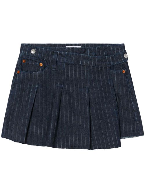 Pinstripe wrap mini skirt - Blue