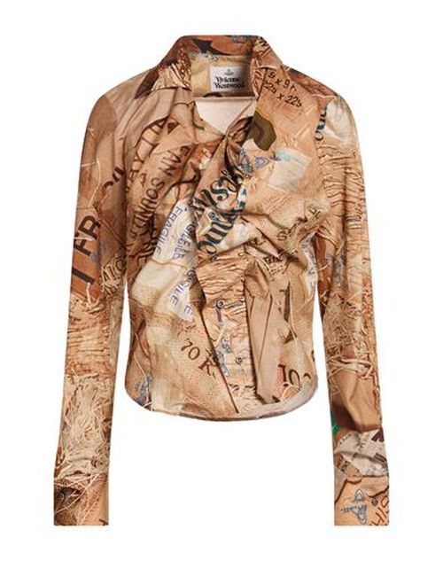 Woman Shirt Camel Size 2 Cotton