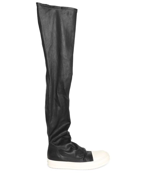 Thigh-high leather boots - Black