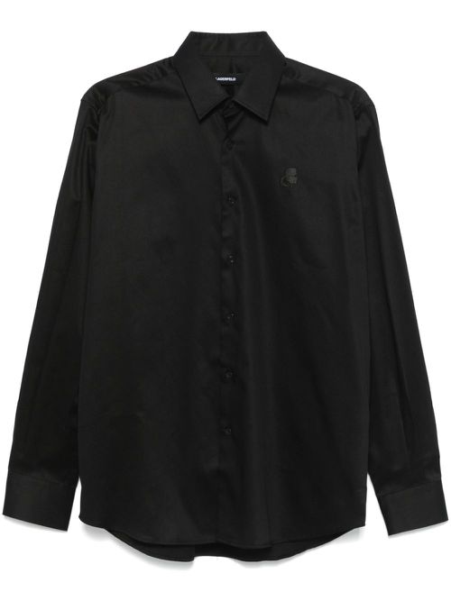 Logo-embroidered shirt - Black