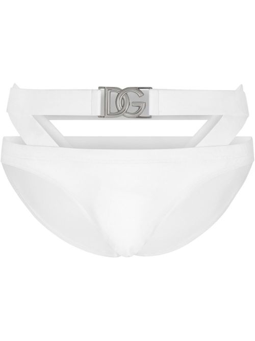 High-cut logo-plaque swim trunks - White