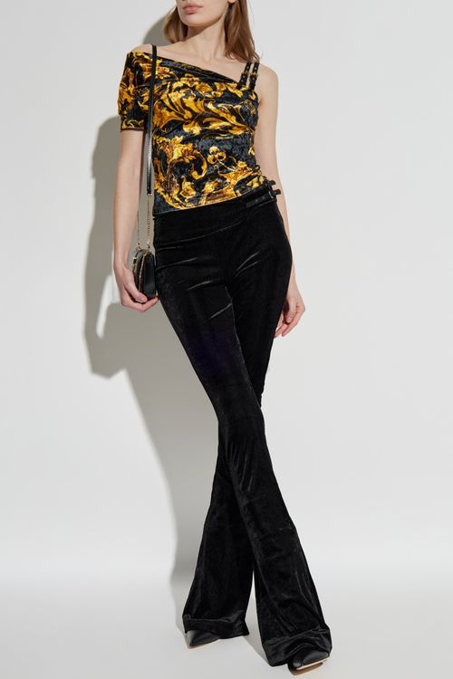 Velvet Off-shoulder Top, Women's, Yellow