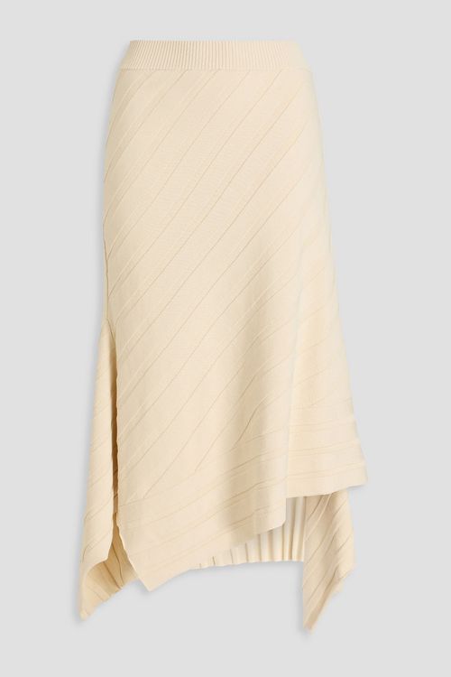 Ribbed-knit midi skirt - White - L