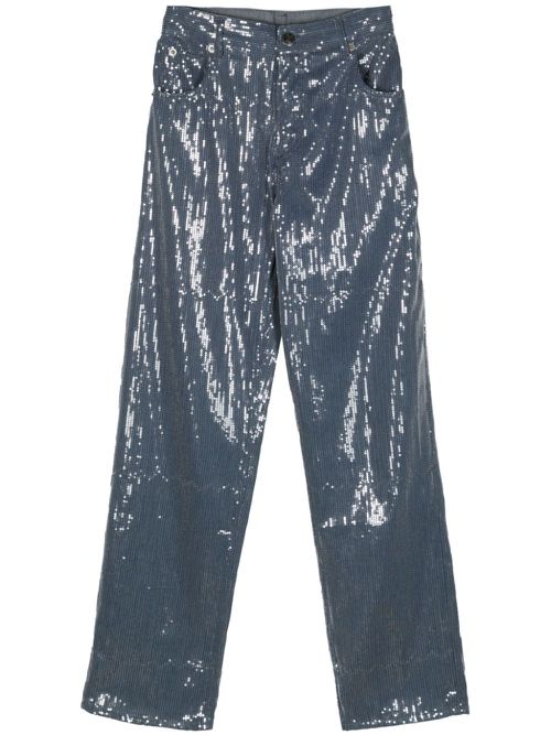 Sequin-embellished straight-leg jeans - Blue