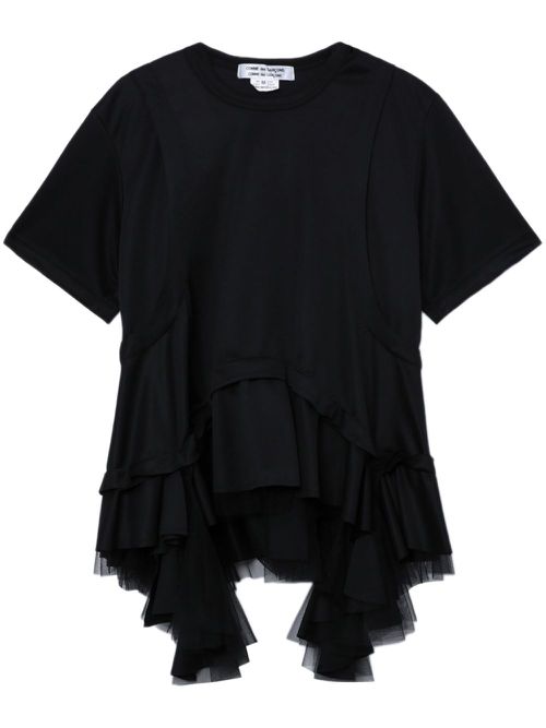 Asymmetric ruffled T-shirt - Black