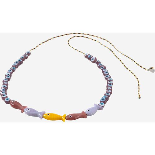Sorbet Island Fabric And Glass Bead Necklace