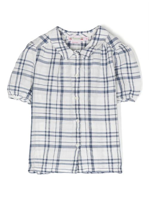 Adele plaid-print blouse - White