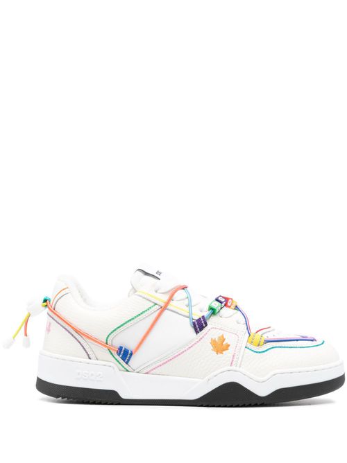 Spiker logo-beaded leather sneakers - Neutrals