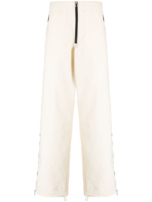 Zip-detail wide-leg trousers - Neutrals